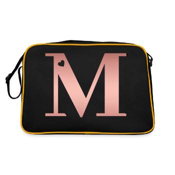 letter M rose gold - Retro Bag - black/gold - Back