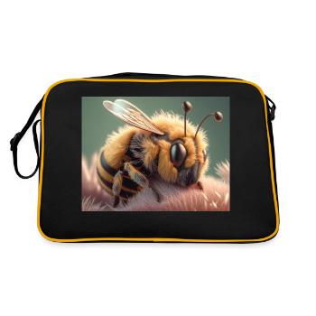 Cute animals doing hibernation – bee - Retro Bag - black/gold - Back