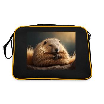 Cute animals doing hibernation – marmot - Retro Bag - black/gold - Back