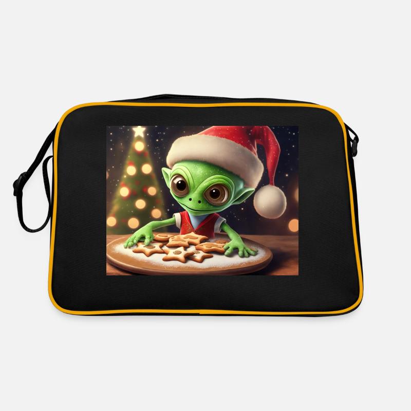 Alien trägt einen hässlichen Weihnachtspullover Retro Tasche