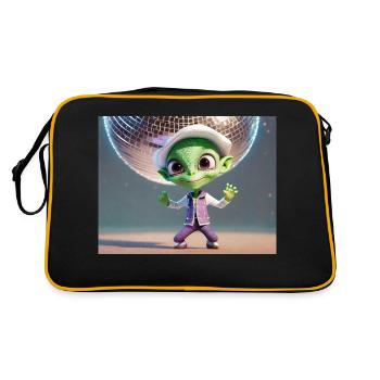 alien is dancing at a party under a disco ball - Retro Bag - black/gold - Back