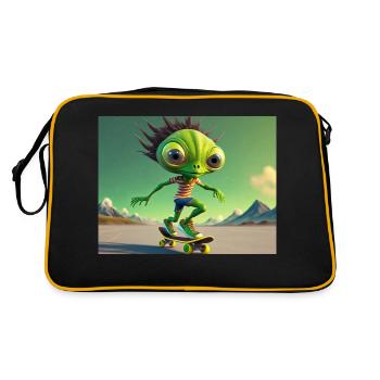 mignon petit vert rétro alien Planche à roulettes - Sac Retro - noir/or - Dos