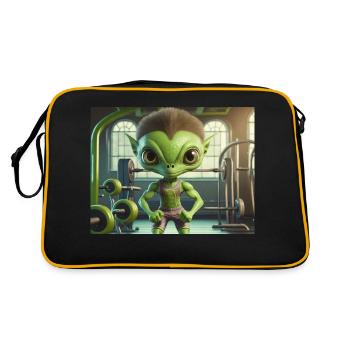 Mignon petit extraterrestre vie quotidienne - salle d’entraînement - Sac Retro - noir/or - Dos