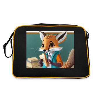 mignon petit renard démoniaque vie quotidienne – déjeuner - Sac Retro - noir/or - Dos