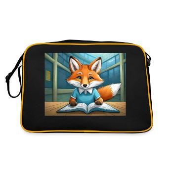 mignon petit renard démon de la vie quotidienne - est en train de lire - Sac Retro - noir/or - Dos