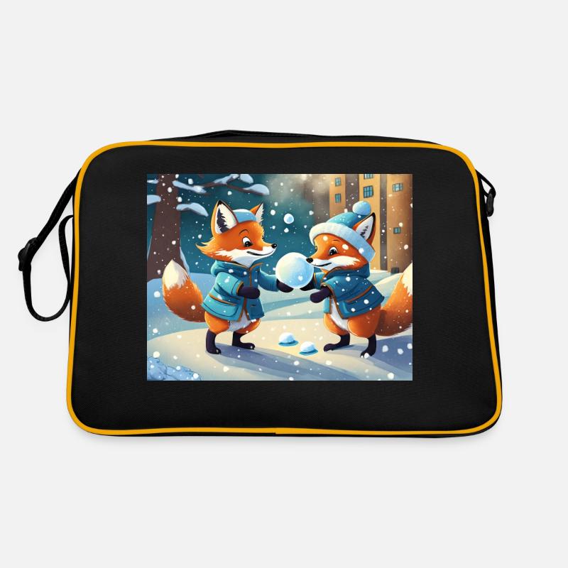 cute little fiend fox everyday life – playing snow Retro Bag