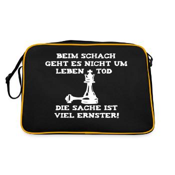 Tolles Schachmotiv - Retro Tasche - Schwarz/Gold - Hinten