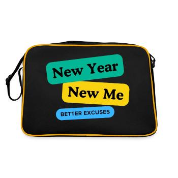Neues Jahr, neues Ich - Retro Tasche - Schwarz/Gold - Hinten