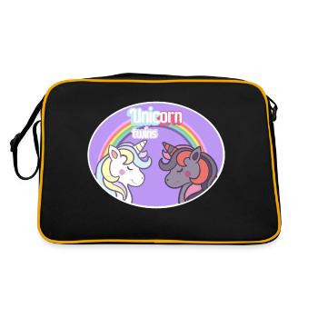 Einhorn-Zwillinge - Retro Tasche - Schwarz/Gold - Hinten