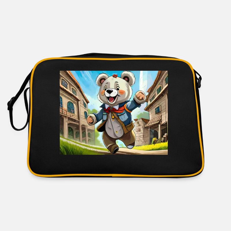 deutsche Kinderreime illustrierter Comic Teddybär Retro Tasche