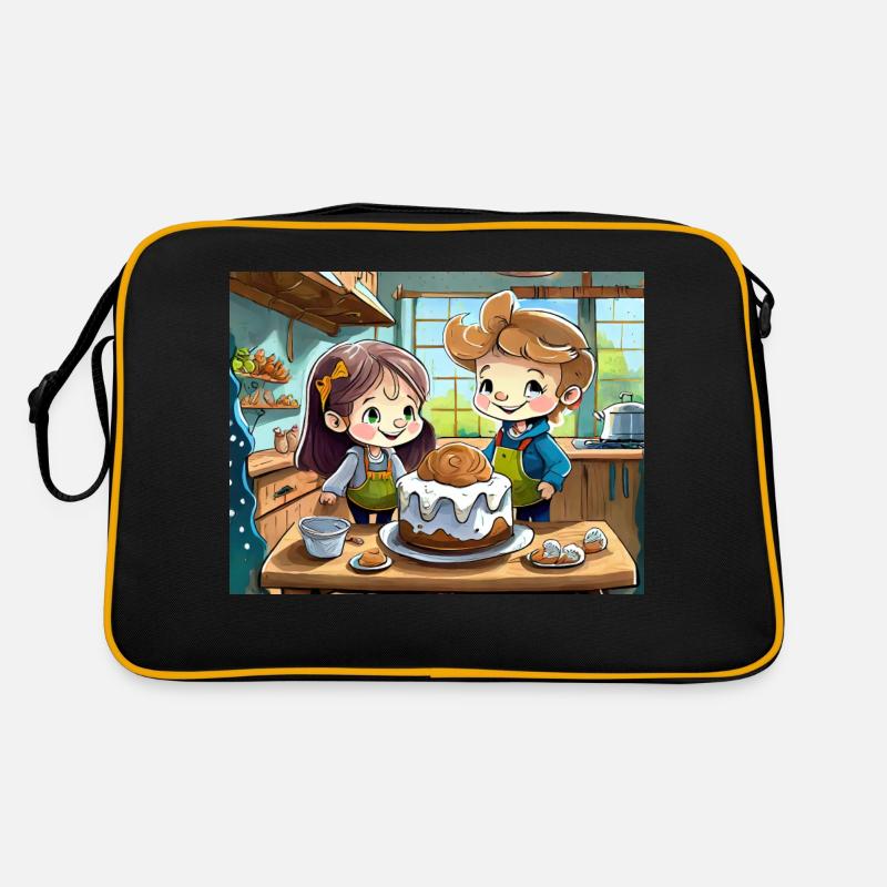 Deutsche Kinderreime illustrierter Comic Bake Cake Retro Tasche