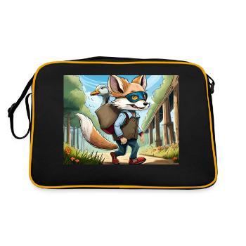 Deutsche Kinderreime illustrierter Comic Backen, Backen - Retro Tasche - Schwarz/Gold - Hinten
