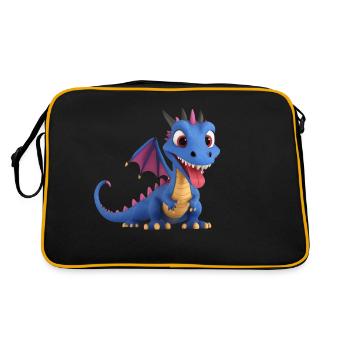 A cute dragon monster with long tongue - Retro Bag - black/gold - Back