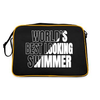 birthday swimming trunks fun bicycle sea beach - Retro Tasche - Schwarz/Gold - Hinten