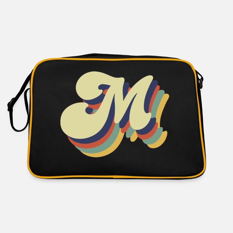 Retro M Buchstabe - Retro Tasche - Schwarz/Gold