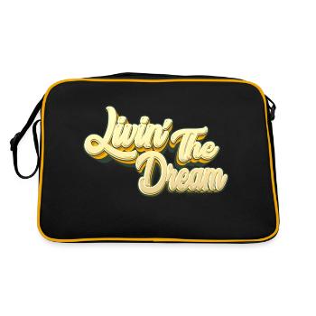 Den Traum leben - Retro Tasche - Schwarz/Gold - Hinten