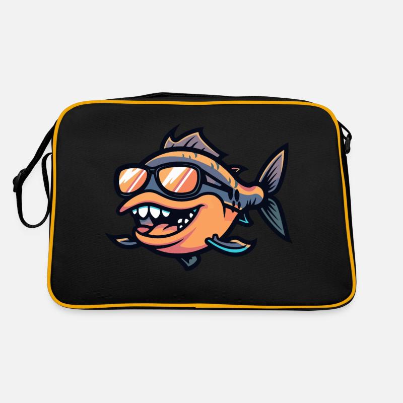 Piranha Fish Comic Cool - Retro Bag - black/gold
