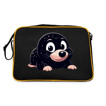 Maulwurf süß - Retro Tasche - Schwarz/Gold - Hinten
