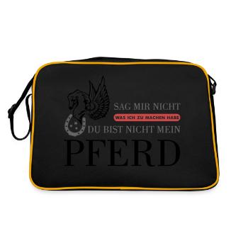 Das "Nicht Mein Pferd" Statement - Retro Tasche - Schwarz/Gold - Hinten