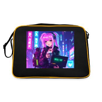 Pink Coder Girl – Skill: cute & stylish - Retro Bag - black/gold - Back