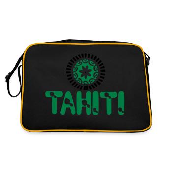 polynesian tattoo tahiti map tiare - Sac Retro - noir/or - Dos