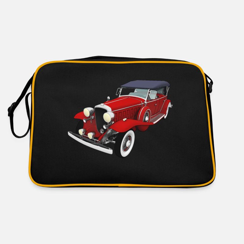 Oldtimer, Auto, Automobil - Retro Tasche - Schwarz/Gold