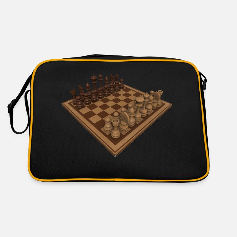 Chessboard 3D Chess Player Gift - Retro Bag - black/gold