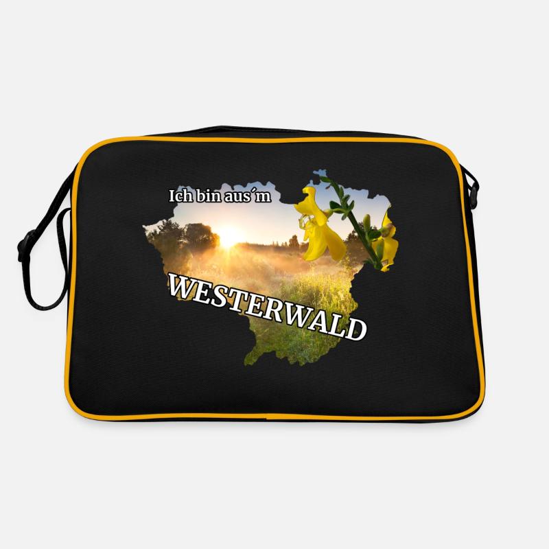 Ich bin aus´m Westerwald - Retro Tasche - Schwarz/Gold
