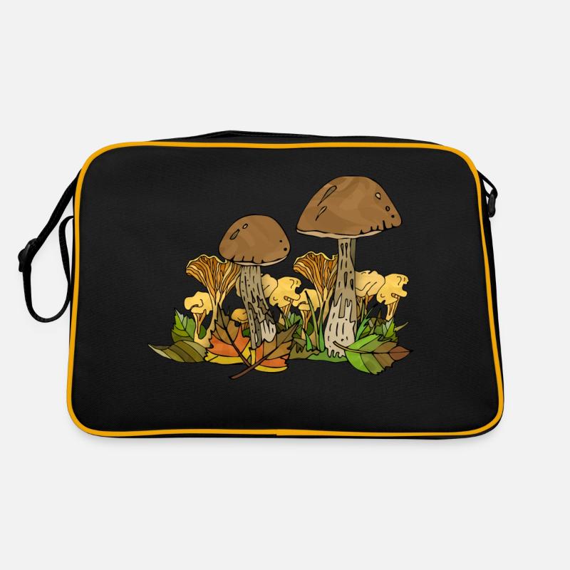 Pilze - Retro Tasche - Schwarz/Gold