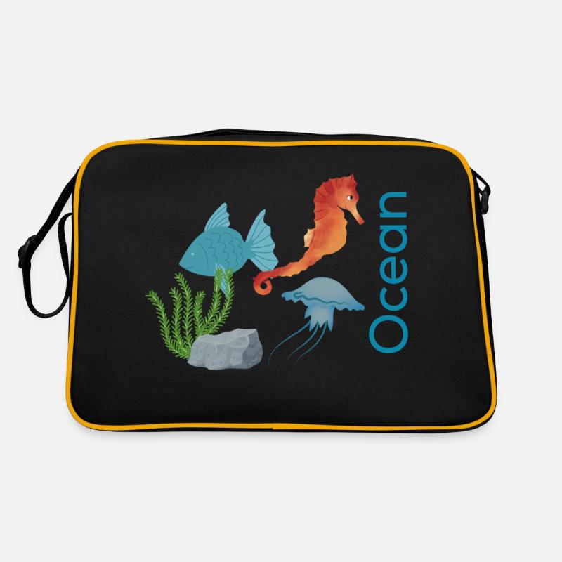 Ocean - Retro Tasche - Schwarz/Gold