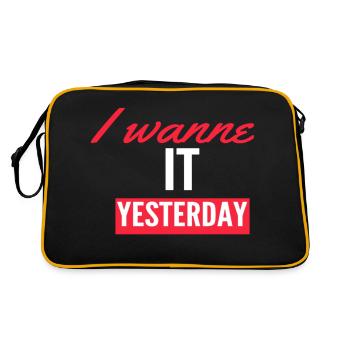 Ich will es gestern - Retro Tasche - Schwarz/Gold - Hinten