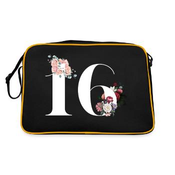 16th Anniversary Flowers (Gift of 16 years) - Retro Bag - black/gold - Back
