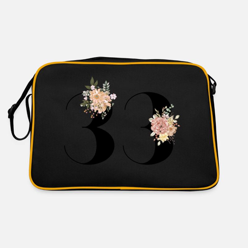 33e anniversaire fleuris (Cadeau de 33 ans) - Sac Retro - noir/or