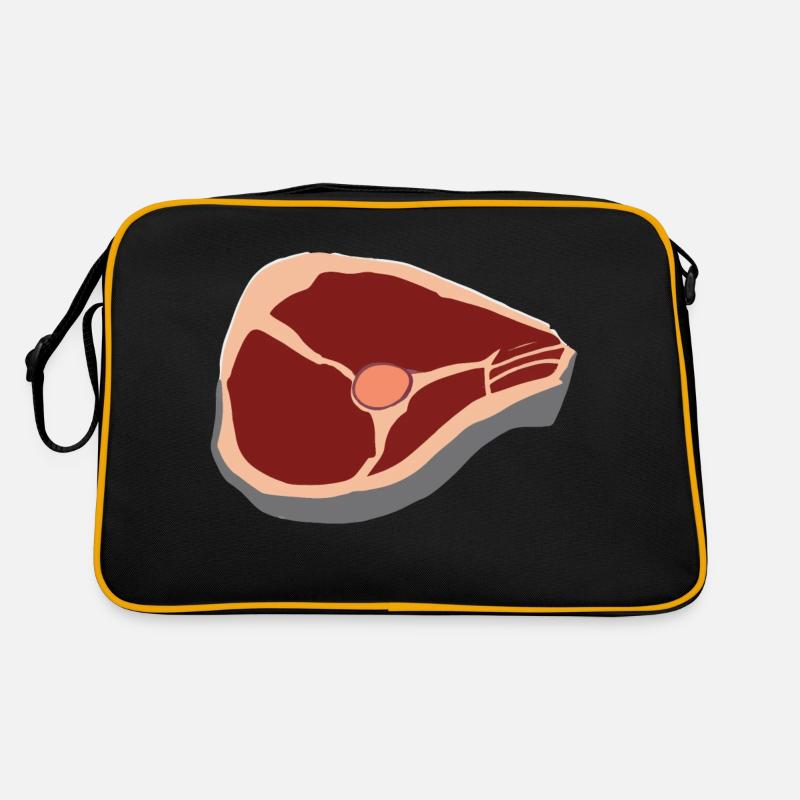 Steak Fleisch Rindfleisch Essen und Grillen T-Bone Retro Tasche