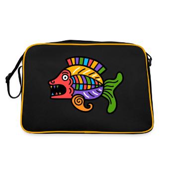 Culture des Incas, symbole du poisson - Sac Retro - noir/or - Dos