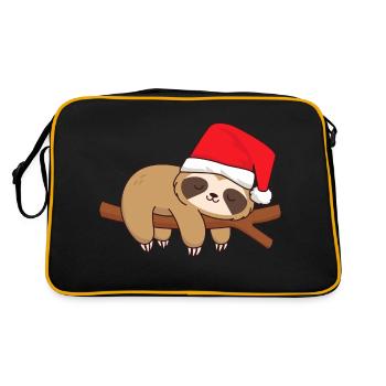 Sloth sleeping at the branch Xmas Christmas St. Nicholas - Retro Bag - black/gold - Back