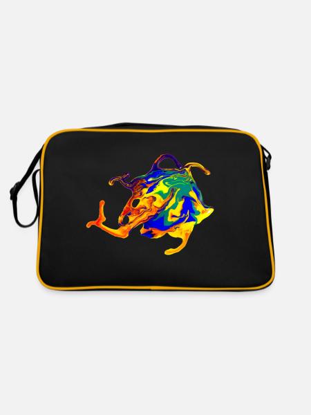 Colors in Flow - Retro Tasche - Schwarz/Gold - Hinten