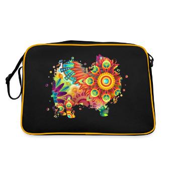 German spitz Deutscher Spitz Hund Hundeliebhaber - Retro Tasche - Schwarz/Gold - Hinten
