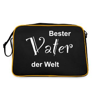 Bester Vater der Welt Design - Retro Tasche - Schwarz/Gold - Hinten