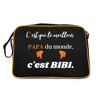 C'est qui le meilleur PAPA du monde c est BIBI - Sac Retro - noir/or - Dos