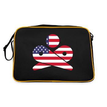Retro Flipperautomat USA amerikanische Flagge - Retro Tasche - Schwarz/Gold - Hinten