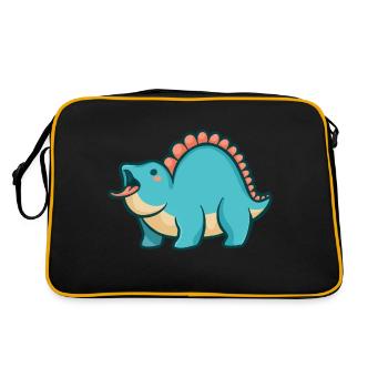 Süßer pummeliger Stegosaurus, Dino, Dinosaur - Retro Tasche - Schwarz/Gold - Hinten