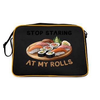 Stop Staring at my Rolls Sushi - Retro Bag - black/gold - Back