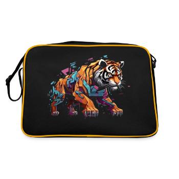 Tigre en graffiti sur la piste | Tigre de la ville - Sac Retro - noir/or - Dos