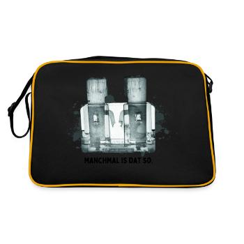 Sicherung durch - manchmal is dat so. - Retro Tasche - Schwarz/Gold - Hinten