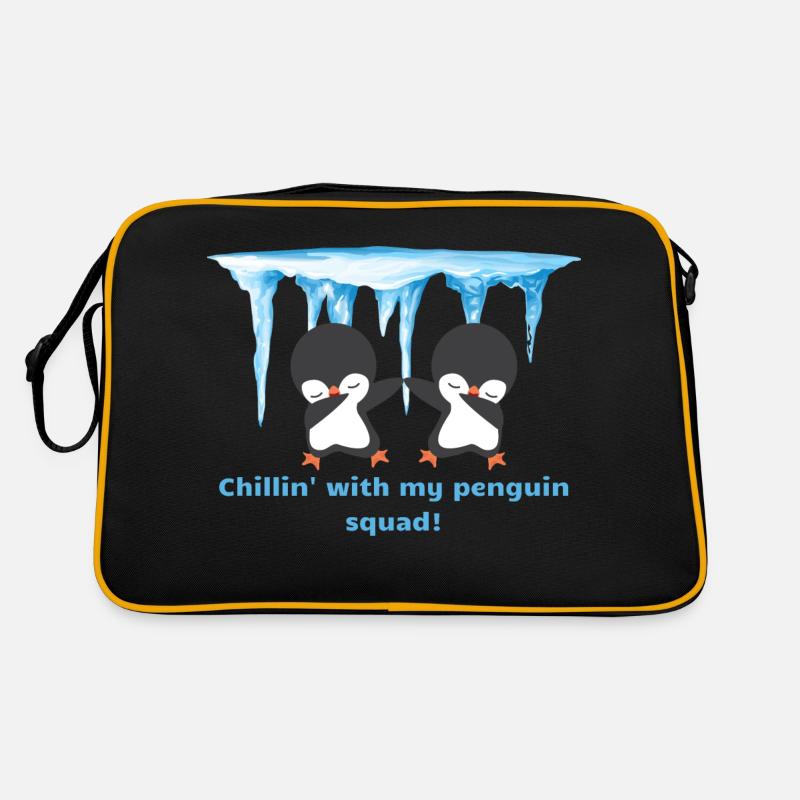 Pinguin-Mannschaft - Retro Tasche - Schwarz/Gold