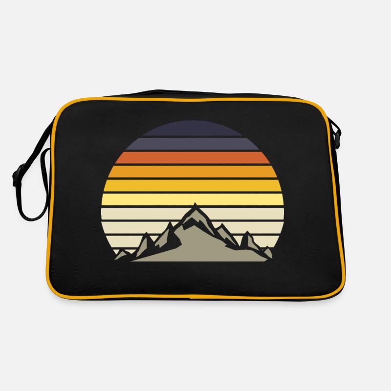 vintage sunset Berge grau Retro Tasche