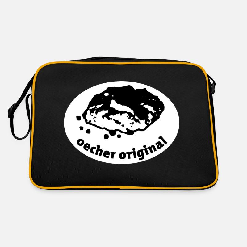Streuselbrötchen Aachen /Oecher Original - Retro Tasche - Schwarz/Gold