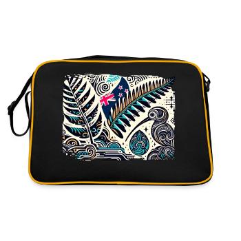 Neuseeland Aotearoa Kiwi 3 - Retro Tasche - Schwarz/Gold - Hinten