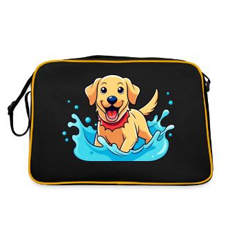 Joyful Labrador Retriever Splashing in Pool Art - Retro Bag - black/gold - Back